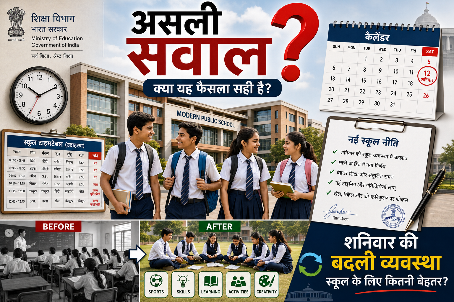 शनिवार की बदलेगी स्कूलों की तस्वीर, लेकिन असली सवाल टाइमिंग नहीं… क्या नीति टिकेगी?